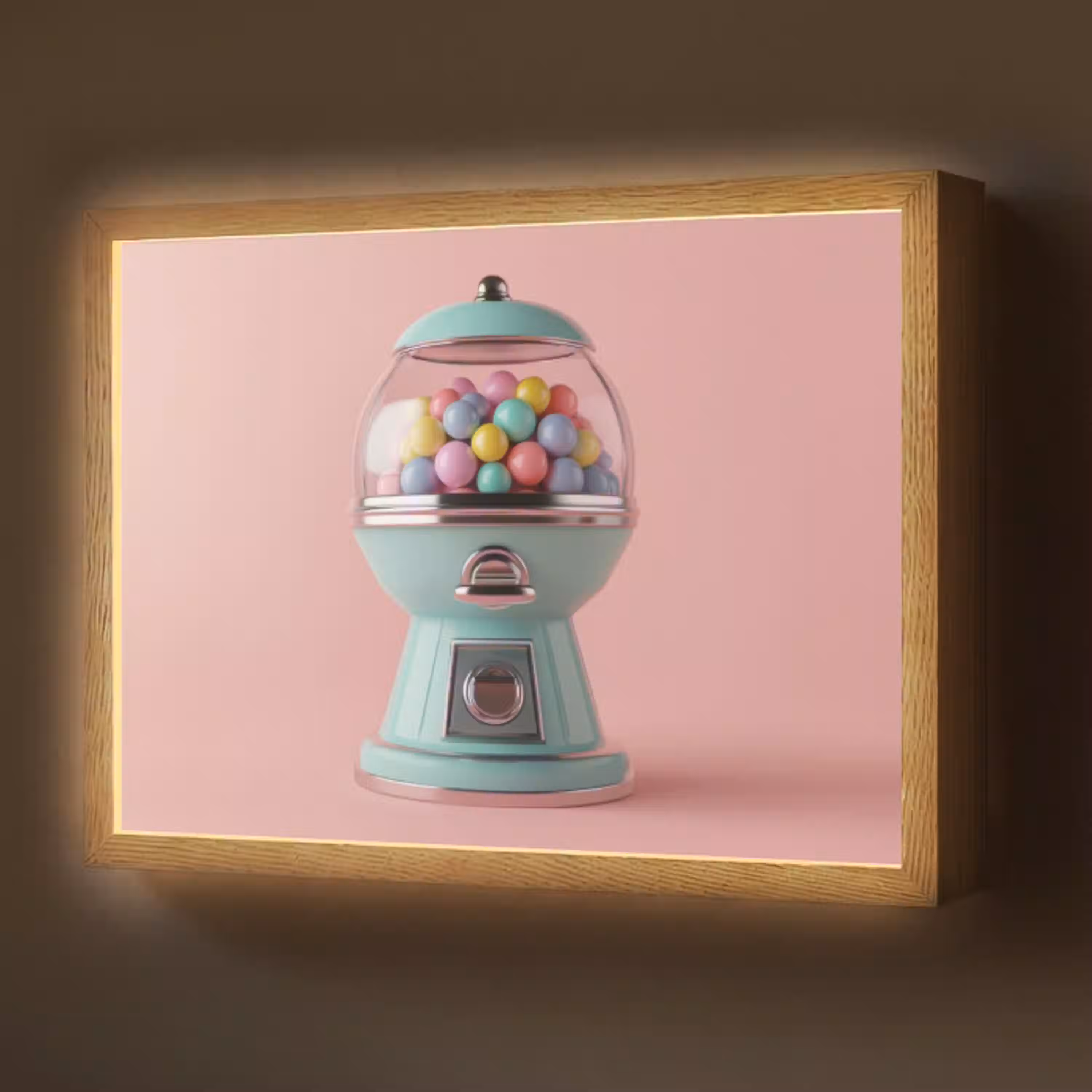 Kauwgom - Retro - Snoep - Roze Light Box met batterij (Wandlamp) middel -z3d_website