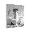 Alpaca - Bloemen - Dier - Bad - Zwart - Wit aluminium wit klein -3d
