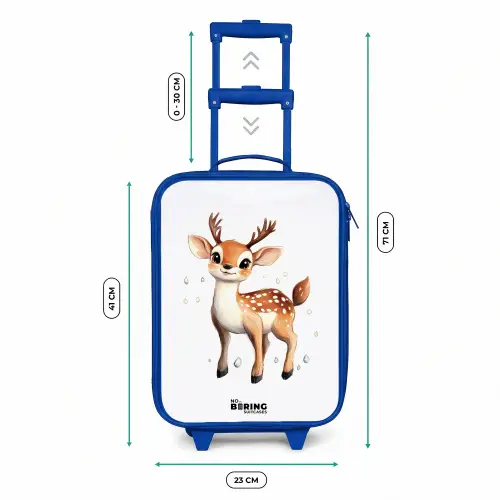 Jong hertje met gewei en witte stippen Kinderkoffer - Blauw klein -productfoto_formaten