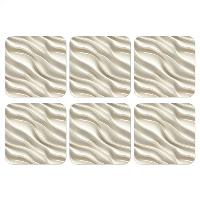 Diagonaal - Golven - Crème onderzetter kurk middel 366 -3d