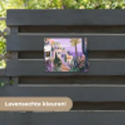 Huizen - Minimalistisch - Palmbomen - Kust tuinposter los doek klein -sfeer3