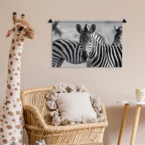 Zebra's - Zwart - Wit Wandkleed katoen klein -wsfeer5_kind