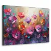 Bloemen - Paars - Kleurrijk - Handgeschilderd - Kunst Textielframe - compleet frame klein -3d