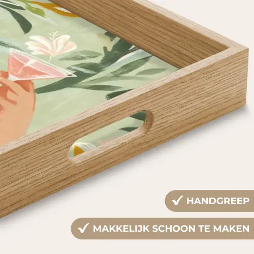 Glazen - Proosten - Bladeren - Groen Dienblad Rechthoek middel -USP_HandgreepNL