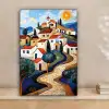 Dorp - Heuvelachtig - Zon - Mozaïek canvas 2cm klein -sfeer1