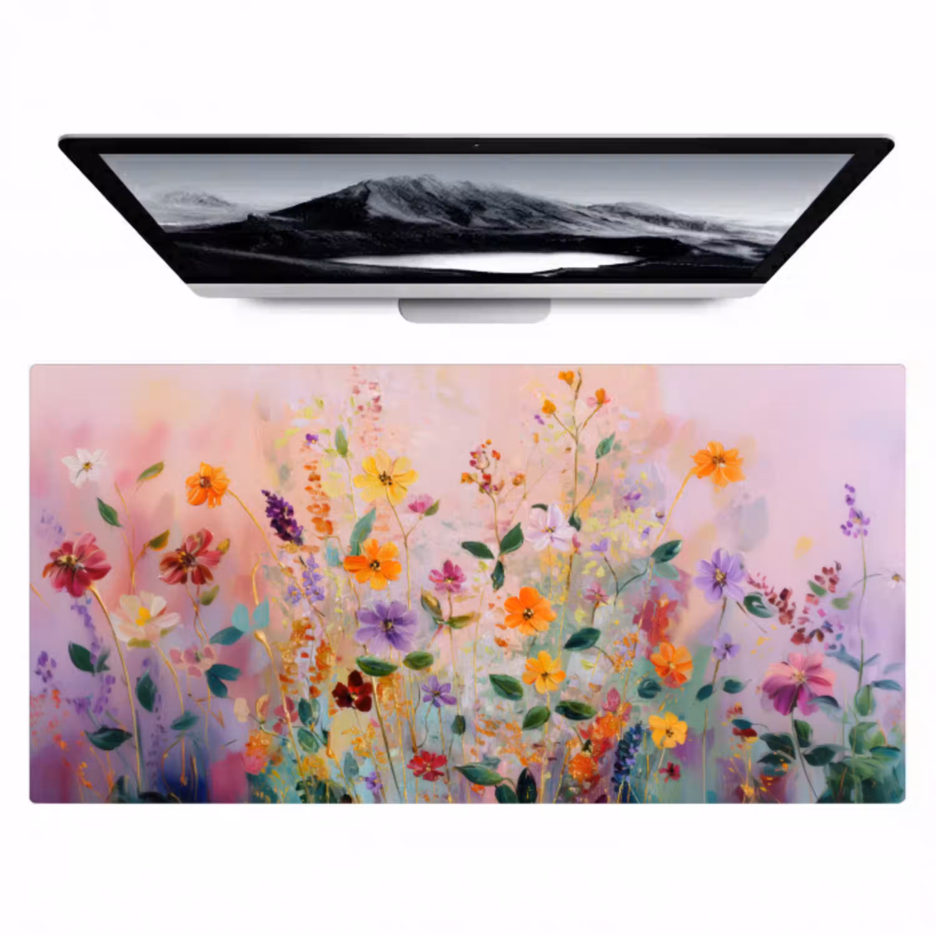 Schilderij - Bloemen - Abstract - Kleurrijk Muismat XXL klein -zzz3d