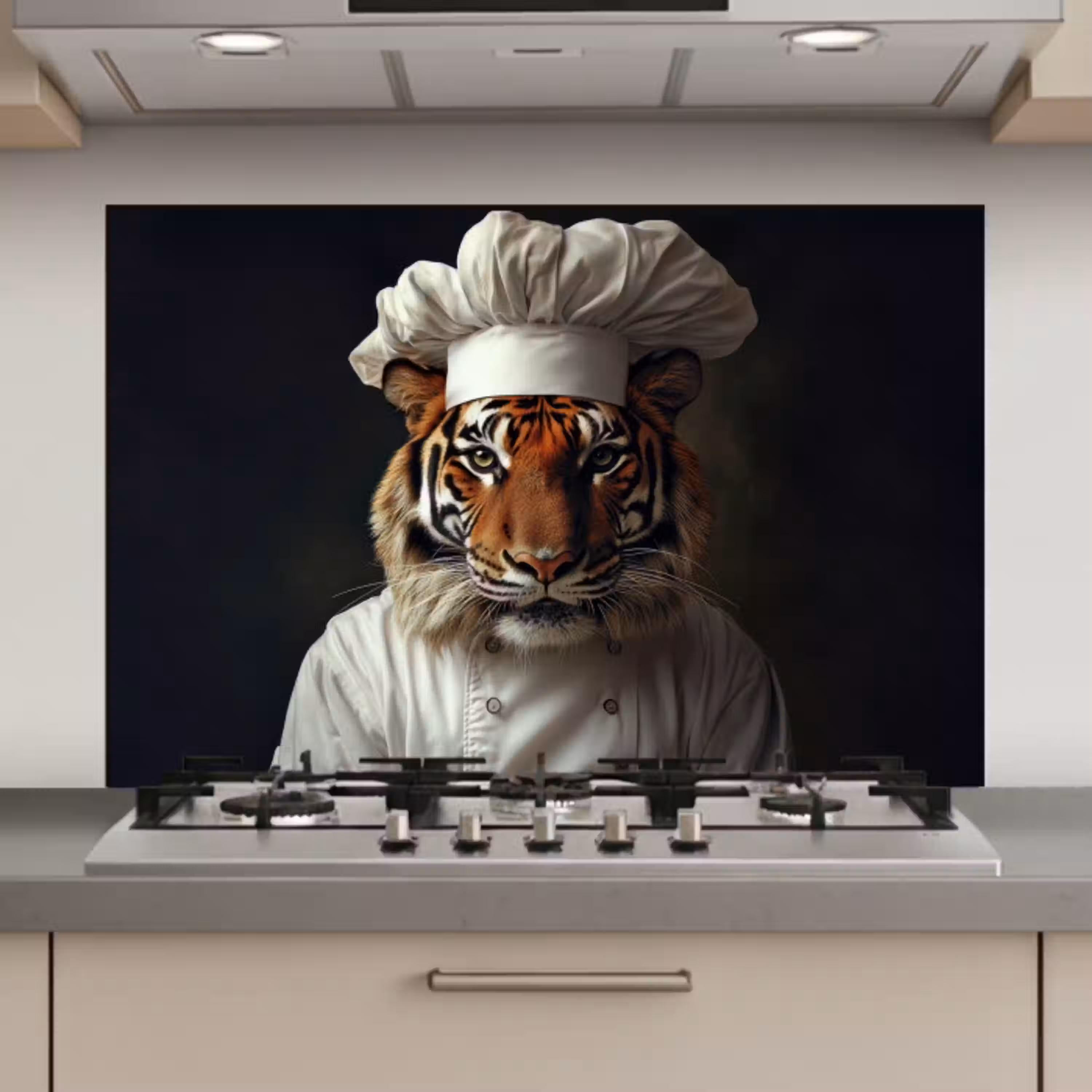 Tijger - Kokskleding - Bruin keuken achterwand spatscherm klein -3d_website