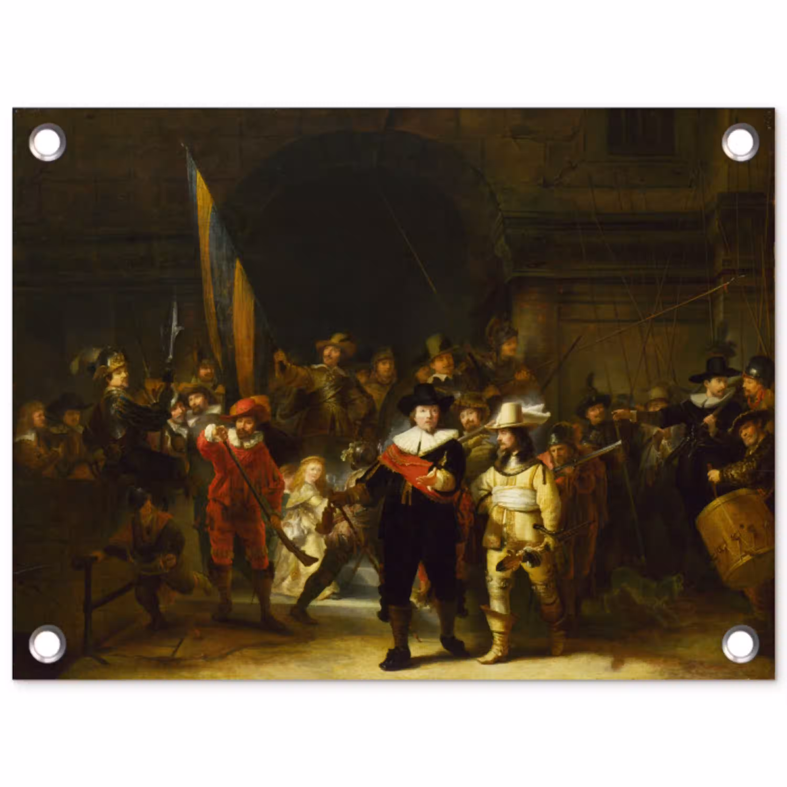 De Nachtwacht - Rembrandt van Rijn tuinposter los doek klein -3d