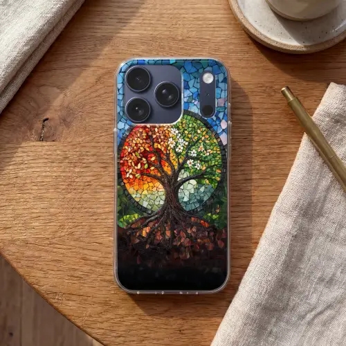 Boom - Seizoenen - Mozaïek - Bergen Telefoonhoesje iPhone 17 Pro klein -sfeer1