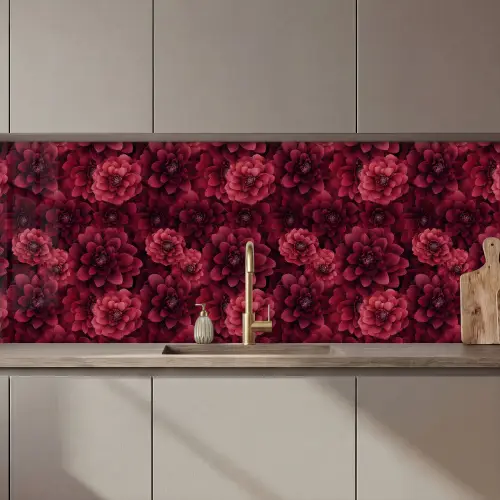 Dahlias - Bloemen - Rood keuken achterwand 2 middel 871 zz_3dshopping
