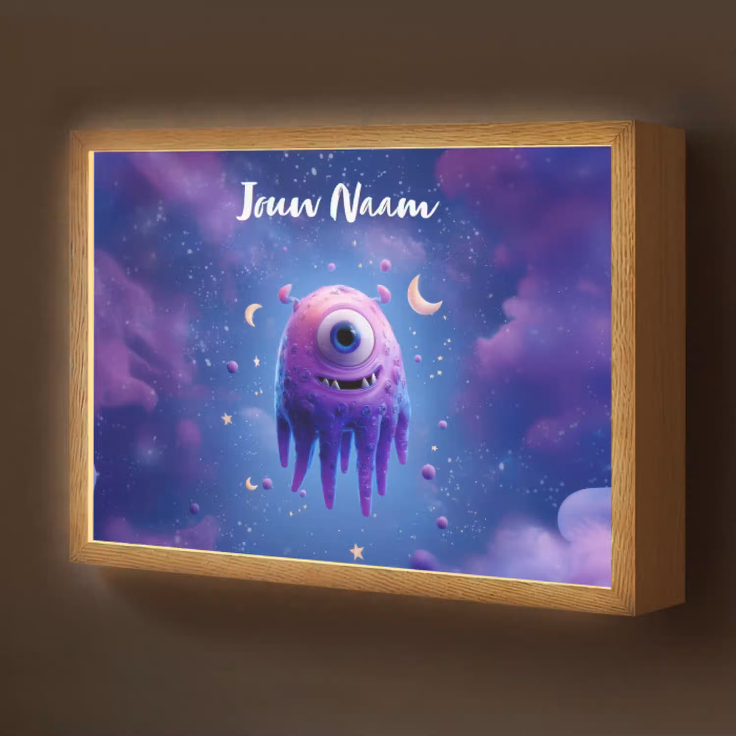 Monster - Ruimte - Sterren - Paars Light Box met batterij (Wandlamp kind) middel -z3d_website