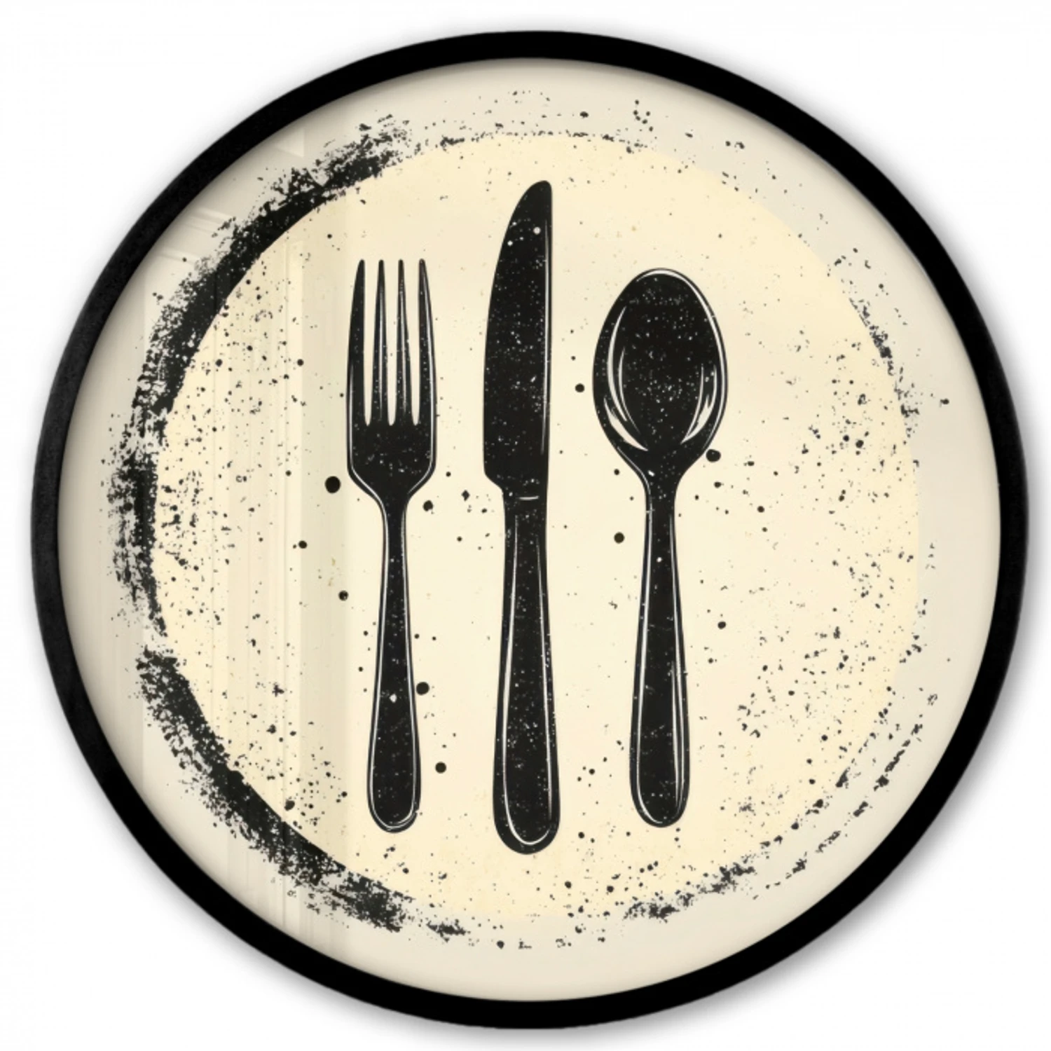 Zwart - Bestek - Rondje Fotolijst rond zonder passe partout klein -3d