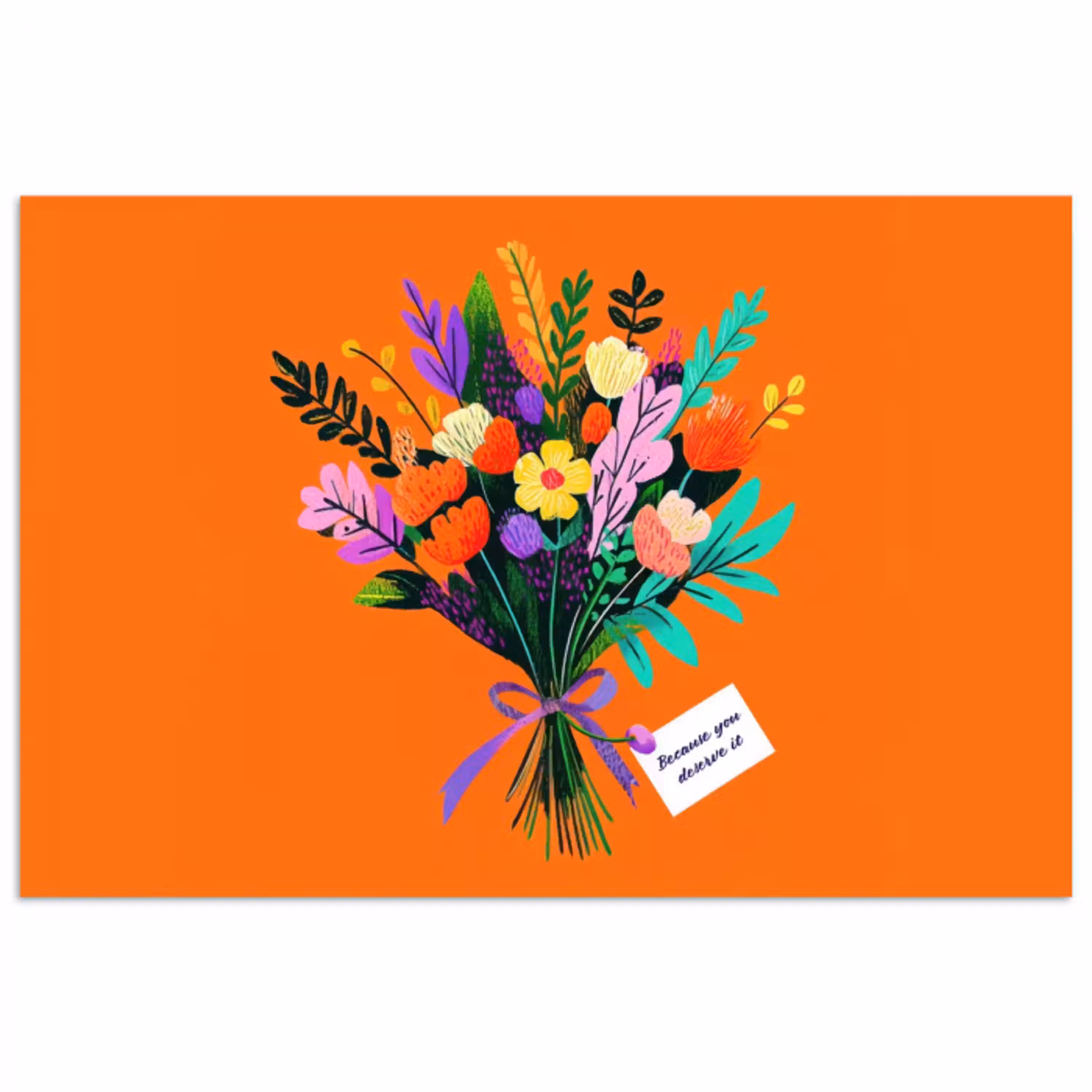Kaartje - Boeket - Bloemen poster papier klein -3d
