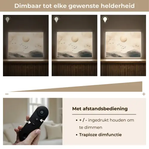 Landschap - Japandi - vogel Light Box met batterij (Wandlamp) middel -USP_dimbaarNL