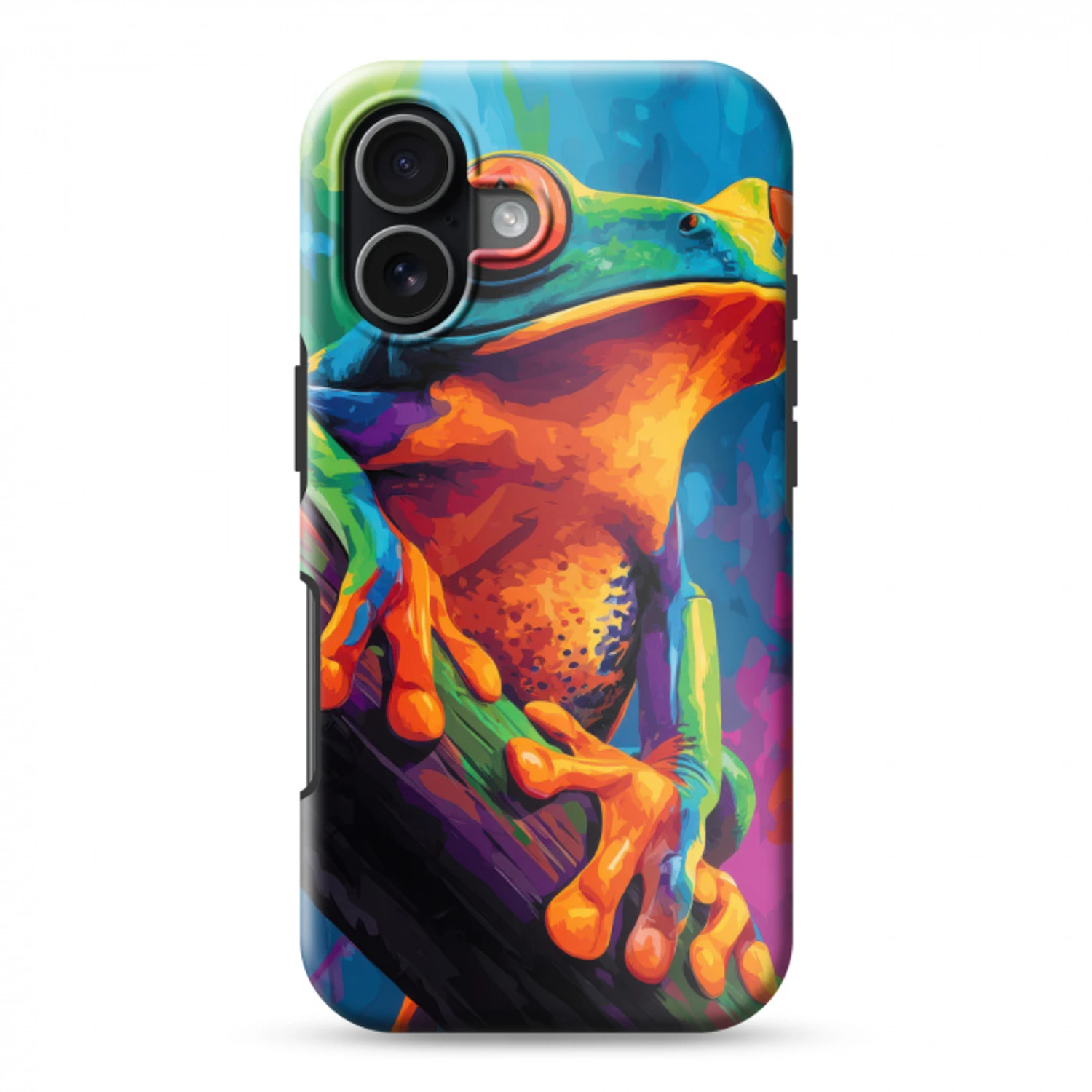 Kikker - Felgekleurd - Tak - Regenboog Toughcase MagSafe Apple iPhone 17 klein -3d