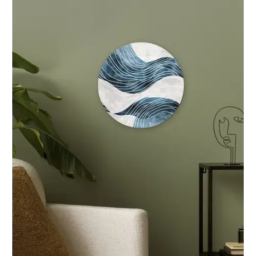 Lijnen - Golven - Abstract - Blauw Wandcirkel plexiglas klein -sfeer3
