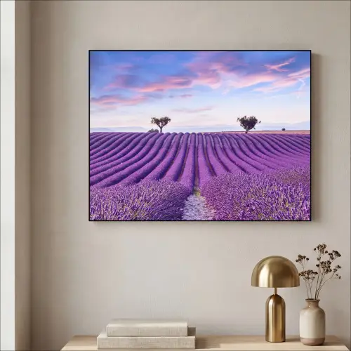 Lavendel - Natuur - Paars - Bomen - Bloemen Textielframe - compleet frame klein -sfeer2
