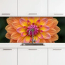 Dahlia - Bloem - Oranje keuken achterwand 2 middel -3d