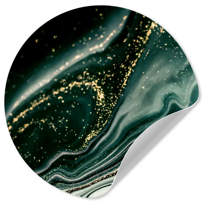 Marmerlook - Goud - Groen - Glitter - Design - Marmer Wandcirkel behangsticker klein -3d