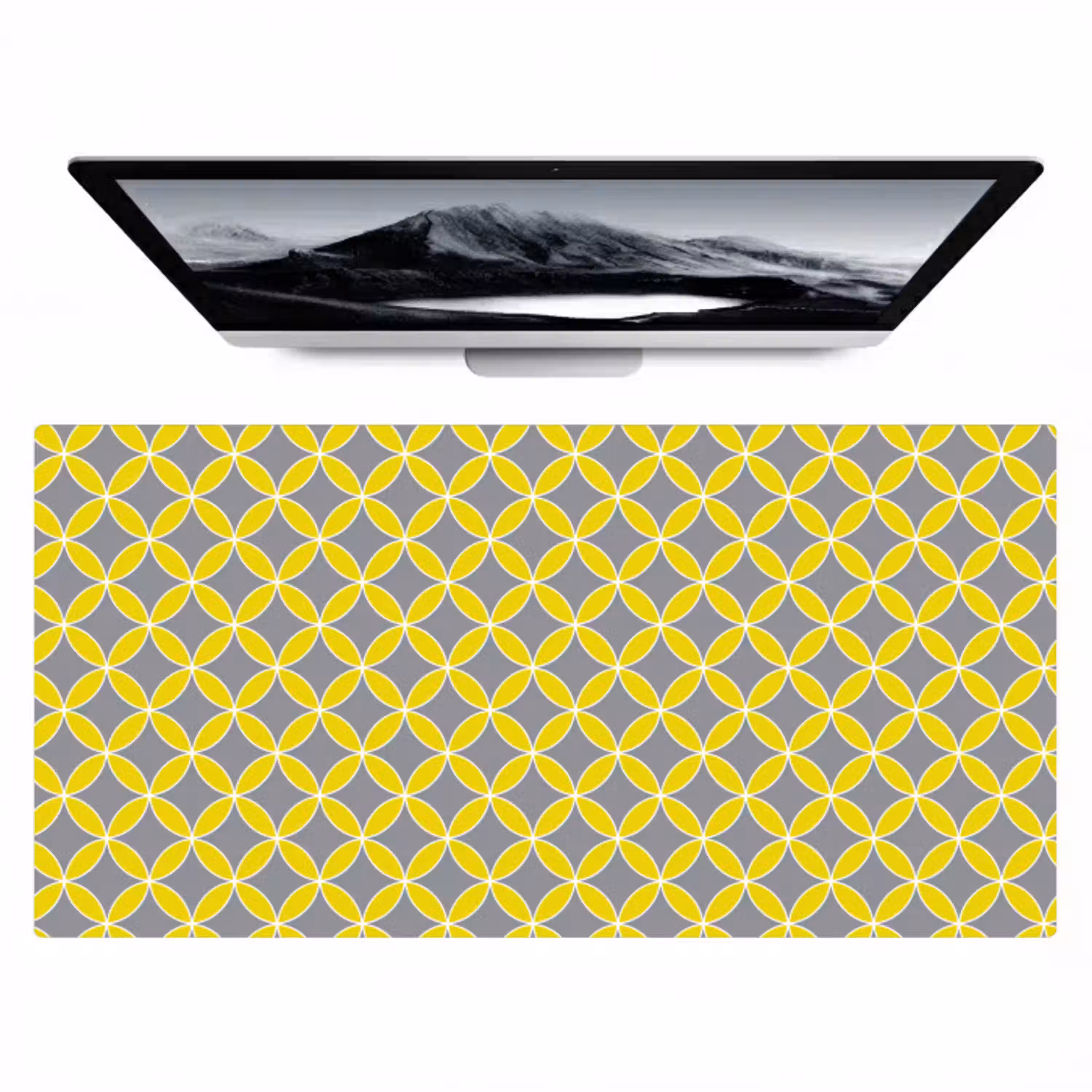 Geometrisch - Cirkels - Modern - Grijs - Geel Muismat XXL klein 681 -zzz3d