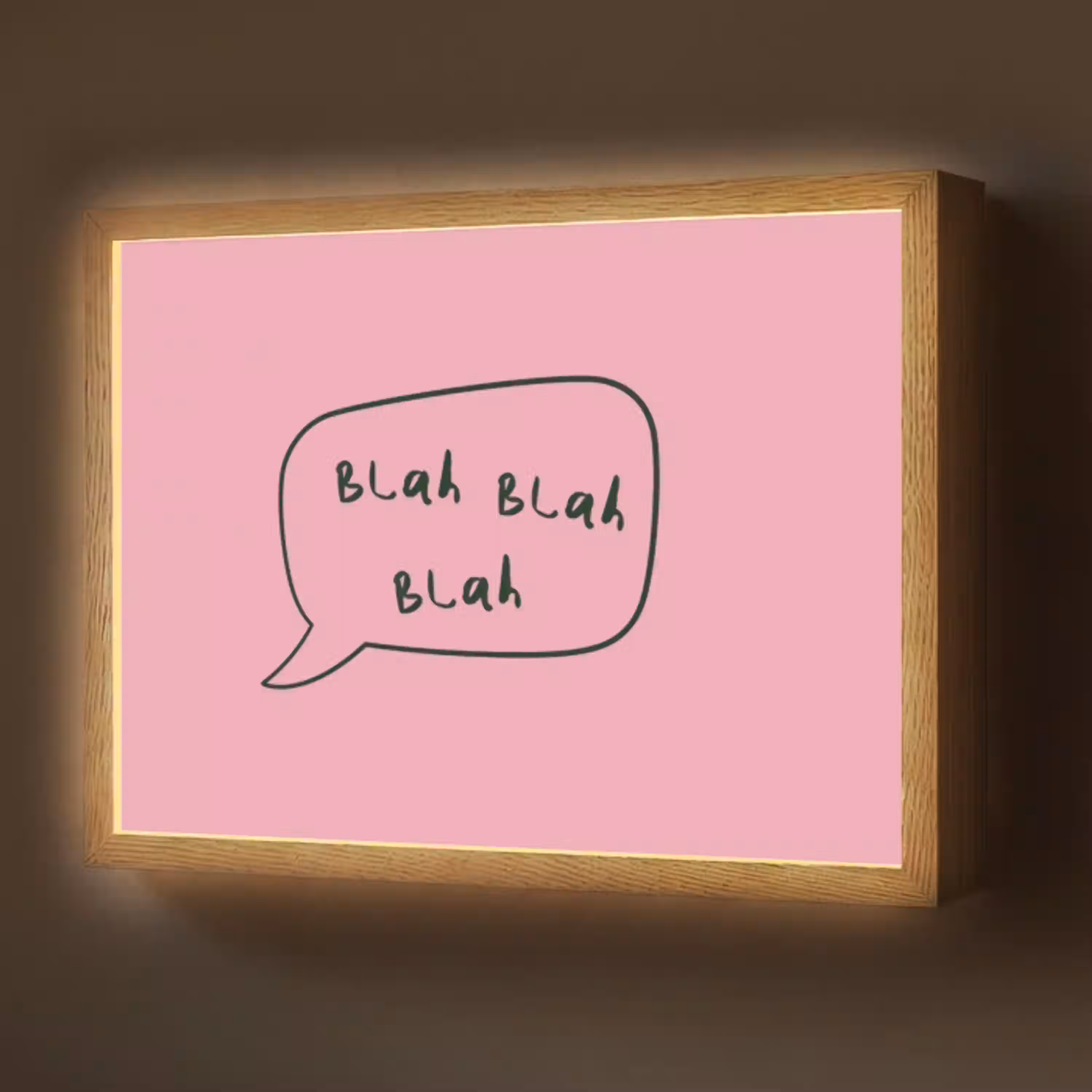 Tekstwolkje - BLAH BLAH BLAH - Roze Light Box met batterij (Wandlamp) middel -z3d_website