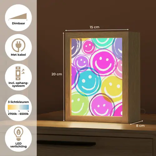 Smileys - Kleurrijk - Neon Light Box met kabel klein -USP_NL