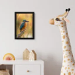 IJsvogel - Tak - Water - Kleurrijk - Levendig fotolijst zwart zonder passe partout klein -usfeer4_kinderkamer