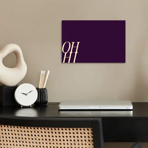 Oh hi - Paars - Cursief poster papier klein -sfeer1