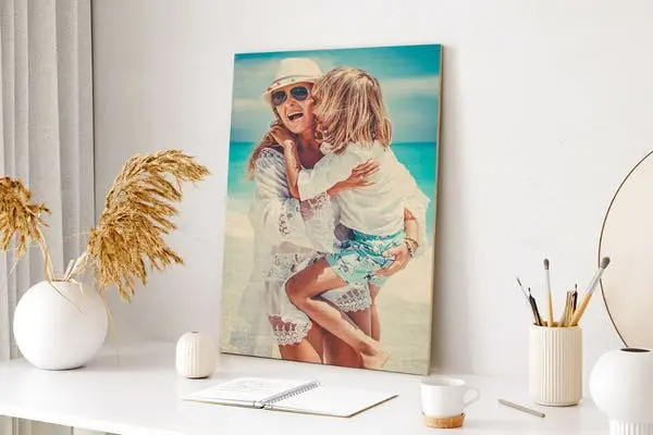 Eigen foto op hout afgedrukt