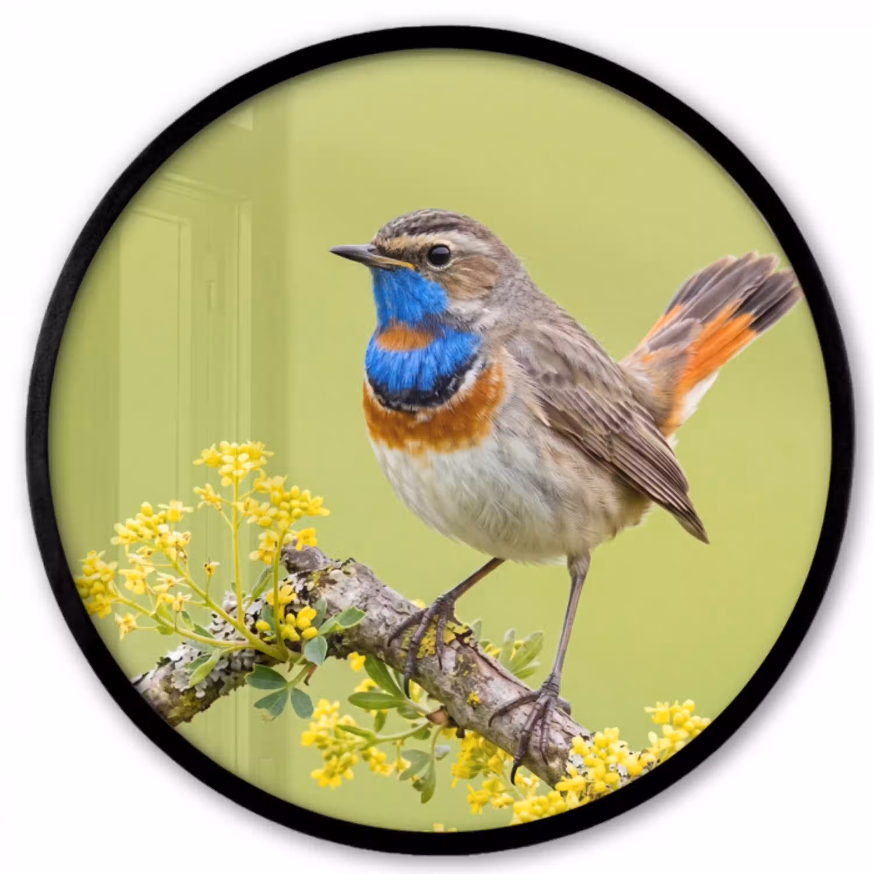 Vogel - Tak - Natuur - Kleurrijk Fotolijst rond zonder passe partout klein -3d