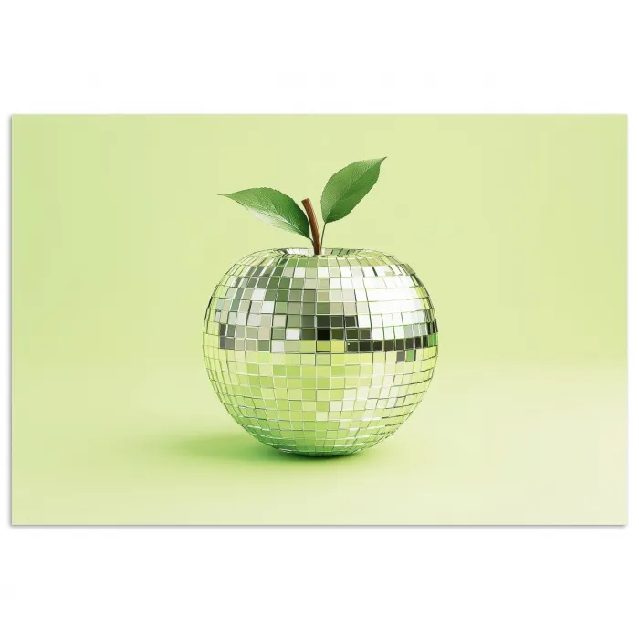 Groen - Disco - Decoratie - Appel poster papier klein -3d
