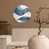 Lijnen - Golven - Abstract - Blauw Wandcirkel plexiglas klein -sfeer1