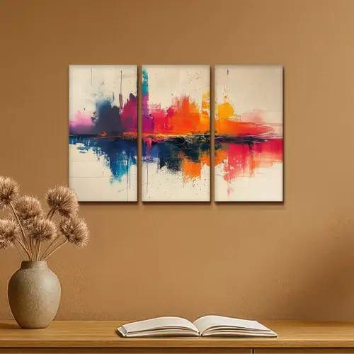 Kleurrijk - Abstract - Verflook - Modern Canvas - Meerluiken 3 luik klein -sfeer5