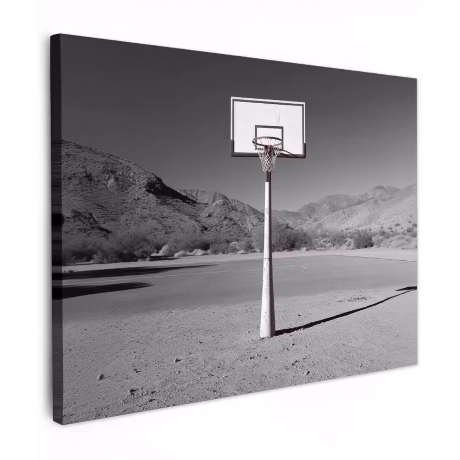 Leinwandbild - Basketballstange - Landschaft - Sand - Weiß