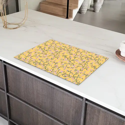Bloemen - Motief - Geel Inductie beschermer vinyl 3mm klein 276 -sfeer8