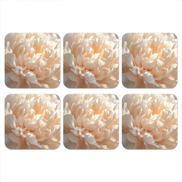 Close up - Pioenroos - Lichtroze onderzetter kurk middel -3d
