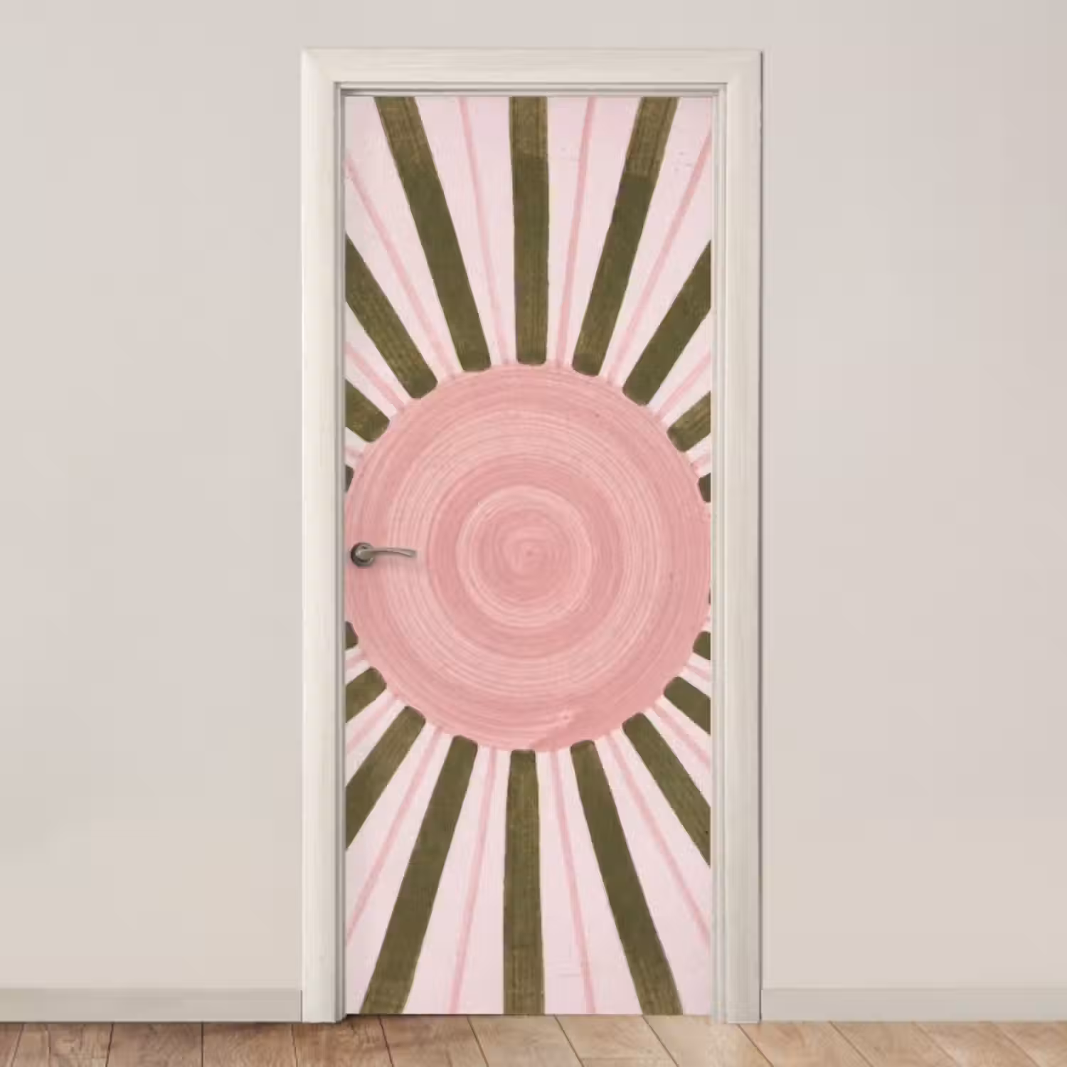 Deursticker - Patroon - Cirkel - Stralen - Abstract - Roze