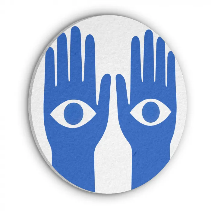 Handen - Twee - Ogen - Blauw Akoestische PET Vilt - Rond klein -3d