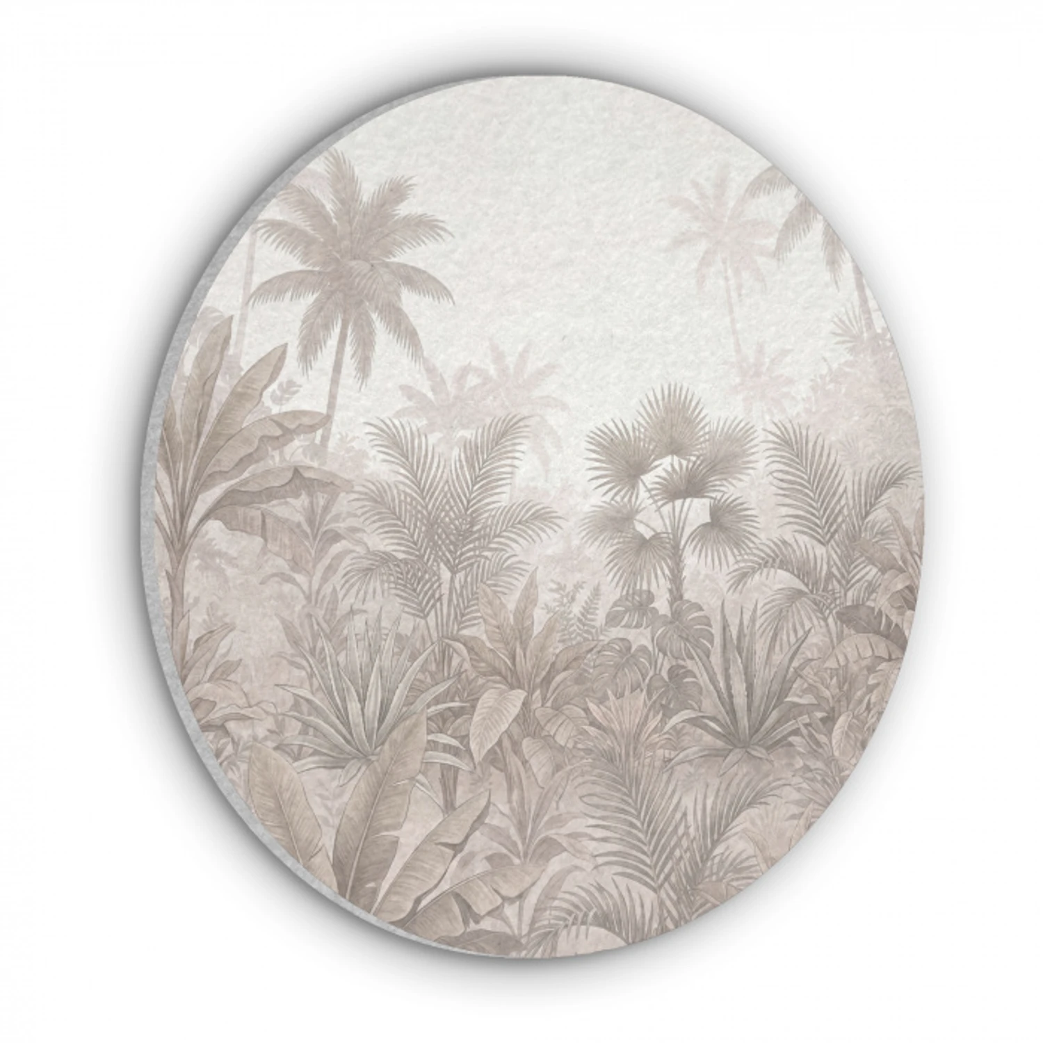 Jungle - Tropisch - Natuur -Vintage - Beige Akoestische PET Vilt - Rond klein -3d