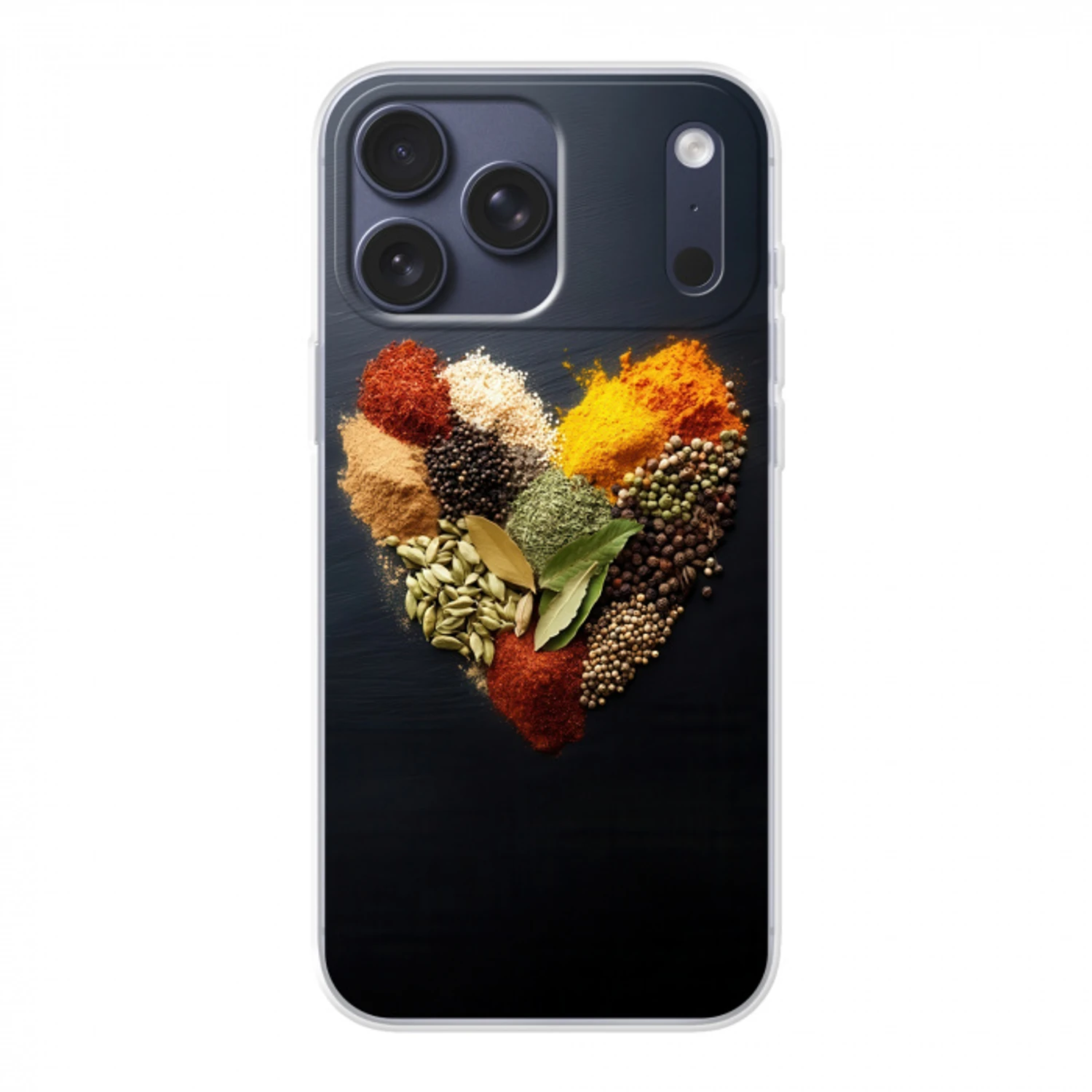 Specerijen - Mix - Hartvorm - Zwart Telefoonhoesje iPhone 17 Pro Max klein -3d