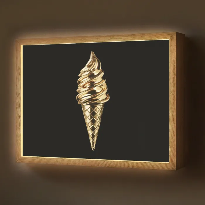 Ijs - Goud - Zwart - Eten Light Box met batterij (Wandlamp) middel -z3d_website