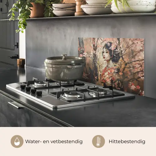 Kimono - Vrouw - kersenbomen keuken achterwand spatscherm klein -usp_NL