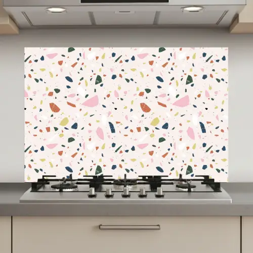 Terrazzo - Patroon - Kleurrijk keuken achterwand spatscherm klein 900 -3d_website