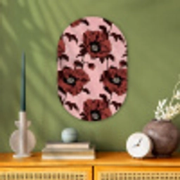 Bloemen - Retro - Rood Wandcirkel Ovaal Forex klein 630 -sfeer2