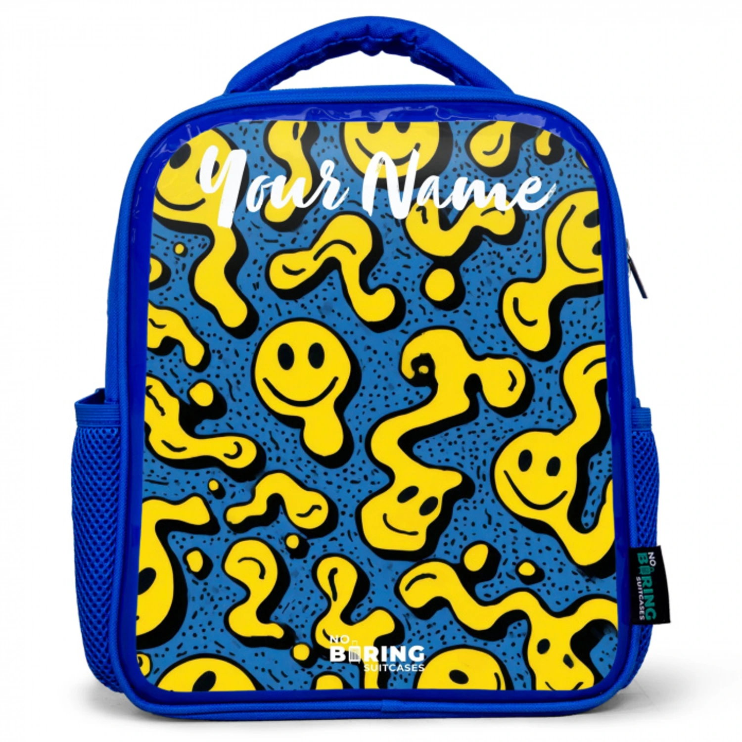 Smiley - Geel - Blauw Kinderrugzak - Blauw middel -3d