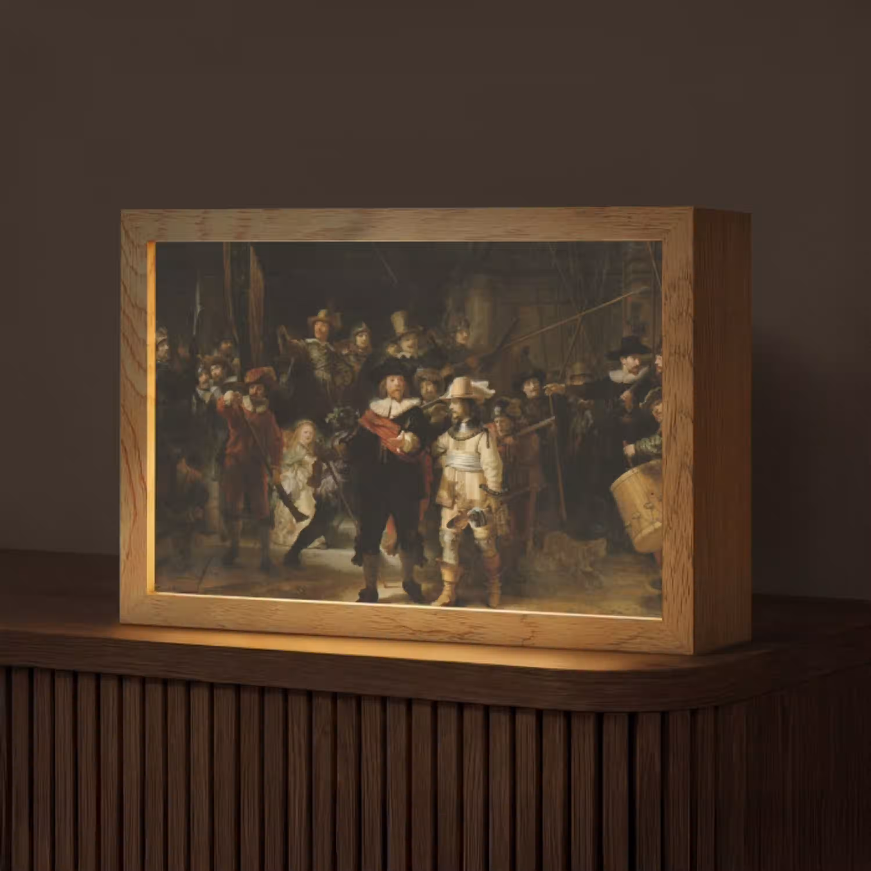 De Nachtwacht - Kunst - Oude meesters - Rembrandt Light Box met kabel (Tafellamp) klein -z3d_website