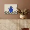 Vaas - Blauw - Geblokt - Modern PET vilt klein -sfeer4