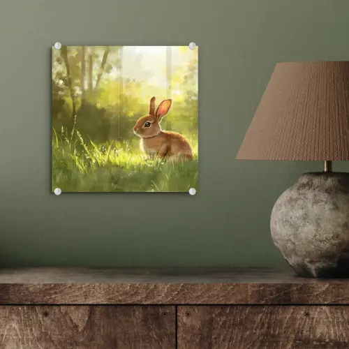 Konijn - Zonlicht - Bos plexiglas 5mm klein -sfeer3