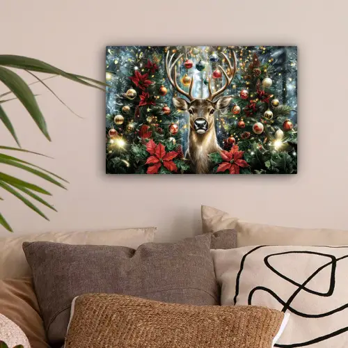 Kerstfeest - Dennenbos - Rood canvas 2cm klein -sfeer1