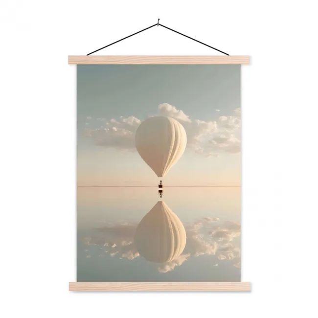 Schoolplaat - Luchtballon - Wolken - Water - Blauw